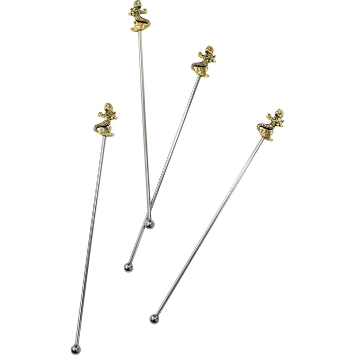 Mermaid cocktail stirrers set of 4 with gold detail