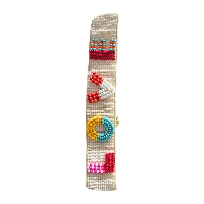 LOVE Beaded Bracelet - Cream & Multicolour
