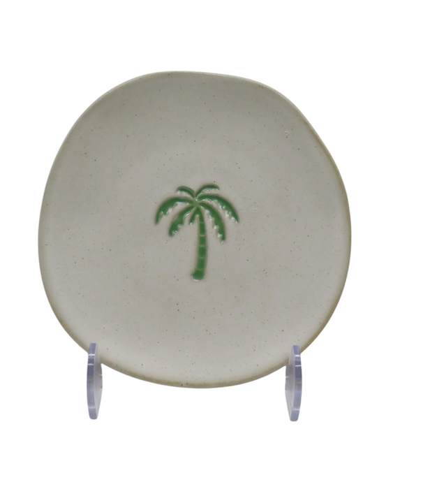 Small Ceramic Plate - Crab, Lobster + Palm Tree - detail view | Travel & Tide