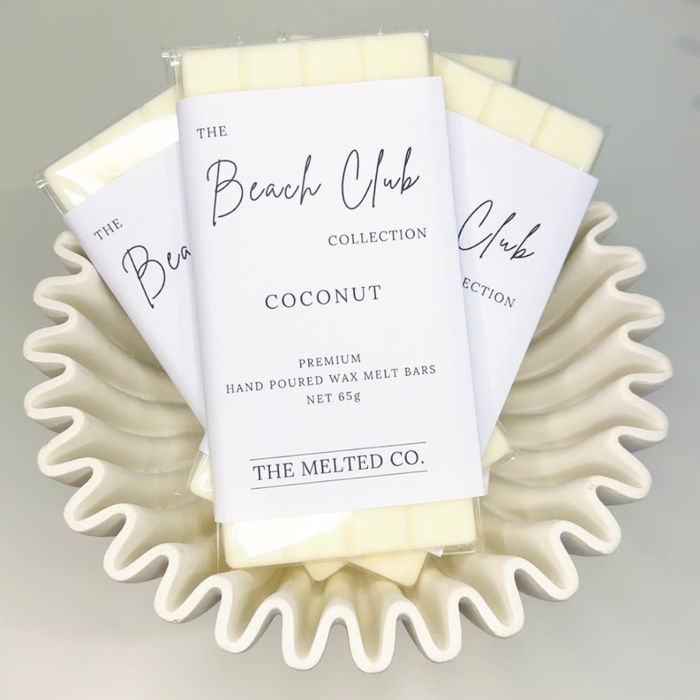 Coconut wax melt bar by Travel and Tide – tropical coastal home fragrance Australia