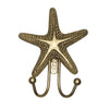 Starfish pewter metal double hook coastal wall decor