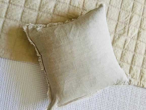 Hand Frayed Pure Linen Cushion Cover - Natural