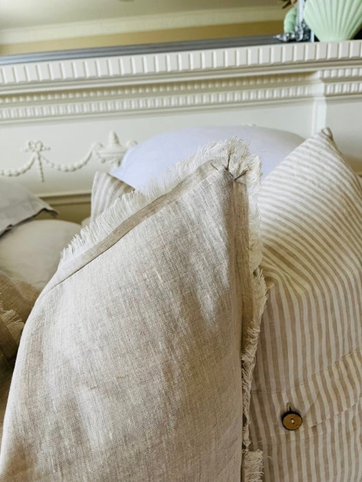 Hand Frayed Pure Linen Cushion Cover - Natural