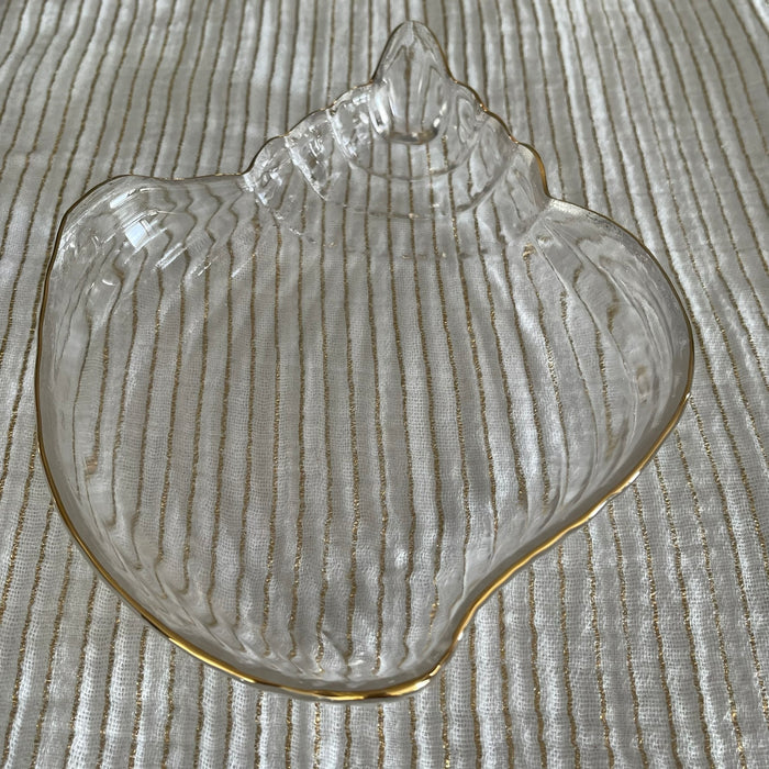 Glass Shell Dish With Gold Trim