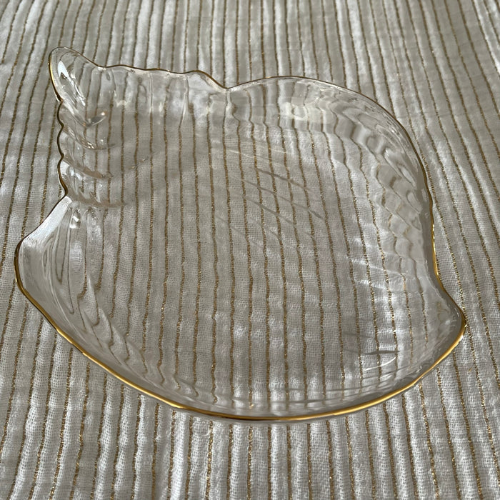 Glass Shell Dish With Gold Trim