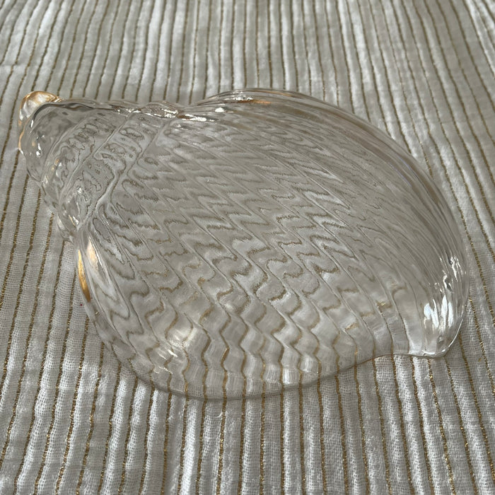 Glass Shell Dish With Gold Trim