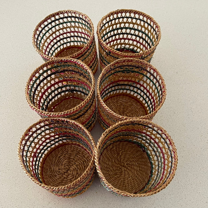 Set of 6 mini baskets / glass holders - close up | Travel & Tide