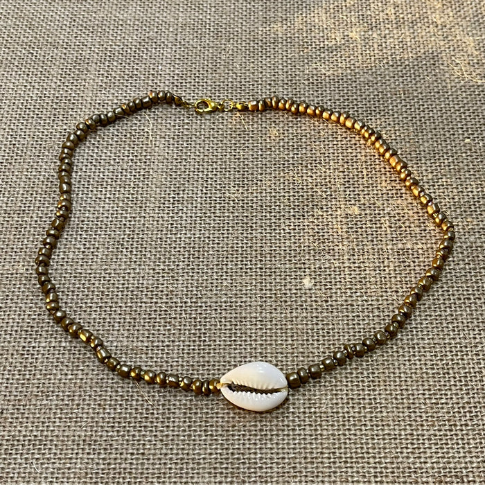 Cowrie Shell Beaded Necklace - styled shot | Travel & Tide