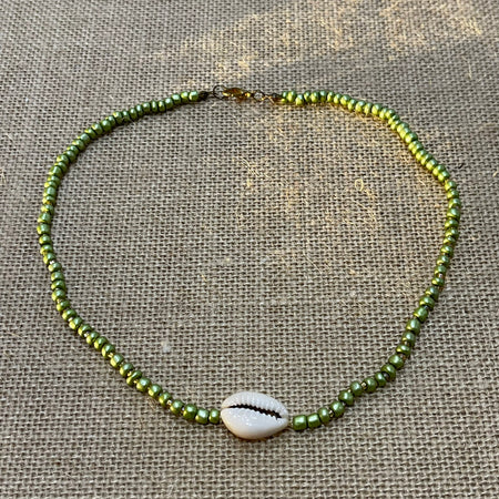 Cowrie Shell Beaded Necklace - detail view | Travel & Tide
