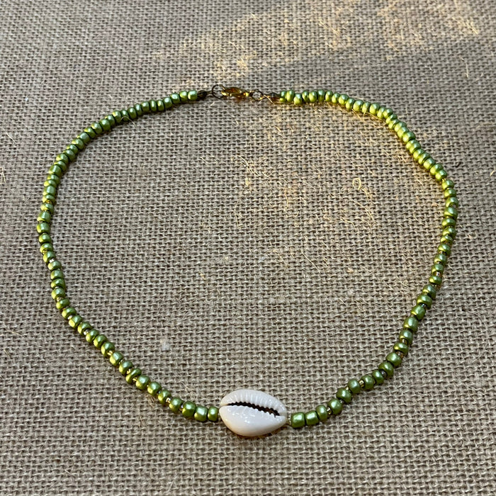 Cowrie Shell Beaded Necklace - detail view | Travel & Tide