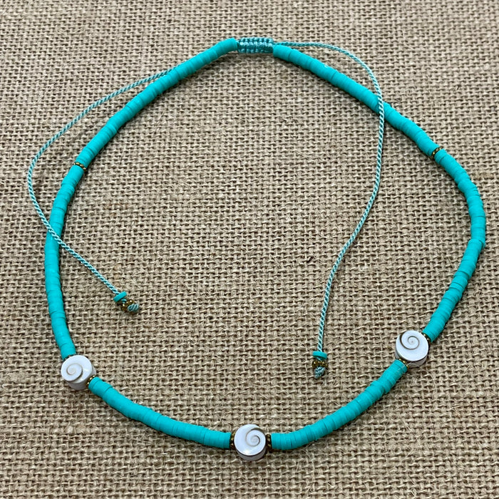Coloured Shiva Shell Necklace - detail view | Travel & Tide