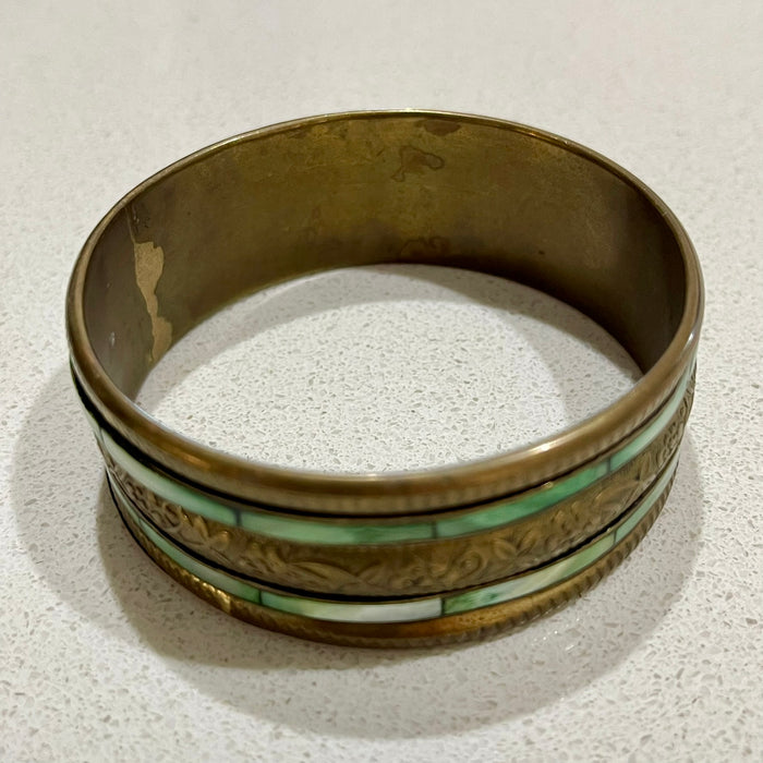 Large Green Detailed Bangle - styled shot | Travel & Tide