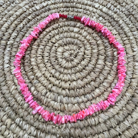 Hot Pink Shell Chip Necklace | coastal lifestyle Australia | Travel & Tide