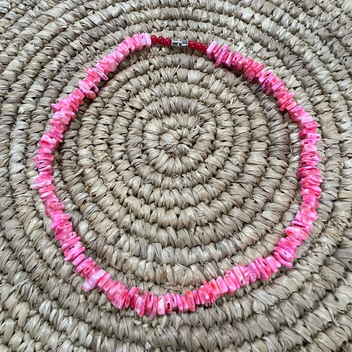 Hot Pink Shell Chip Necklace | coastal lifestyle Australia | Travel & Tide
