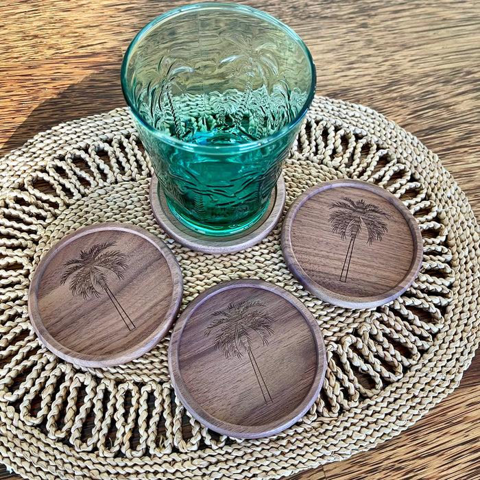 Wooden Palm Tree Drink Coaster - additional view | Travel & Tide