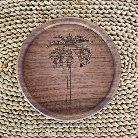 Wooden Palm Tree Drink Coaster - detail view | Travel & Tide