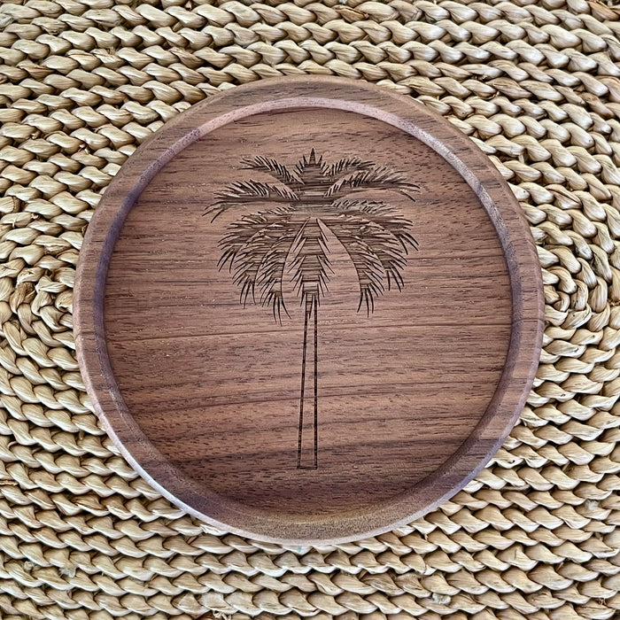 Wooden Palm Tree Drink Coaster - detail view | Travel & Tide