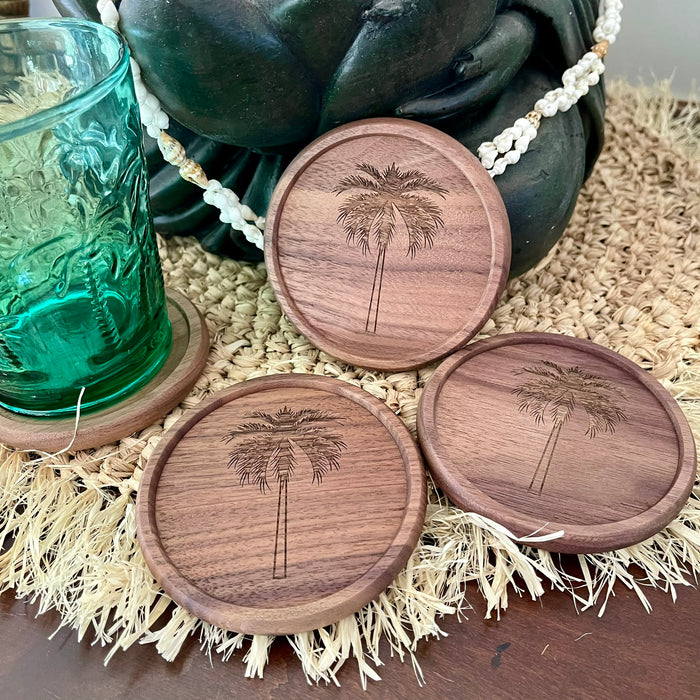 Wooden Palm Tree Drink Coaster | coastal lifestyle Australia | Travel & Tide