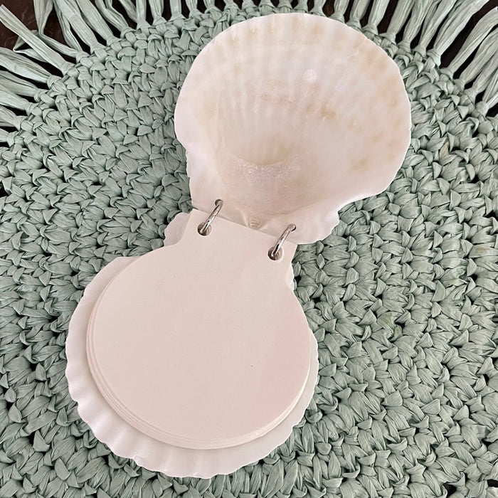 Scallop shell notebook handcrafted 50 pages coastal journal 9x9cm