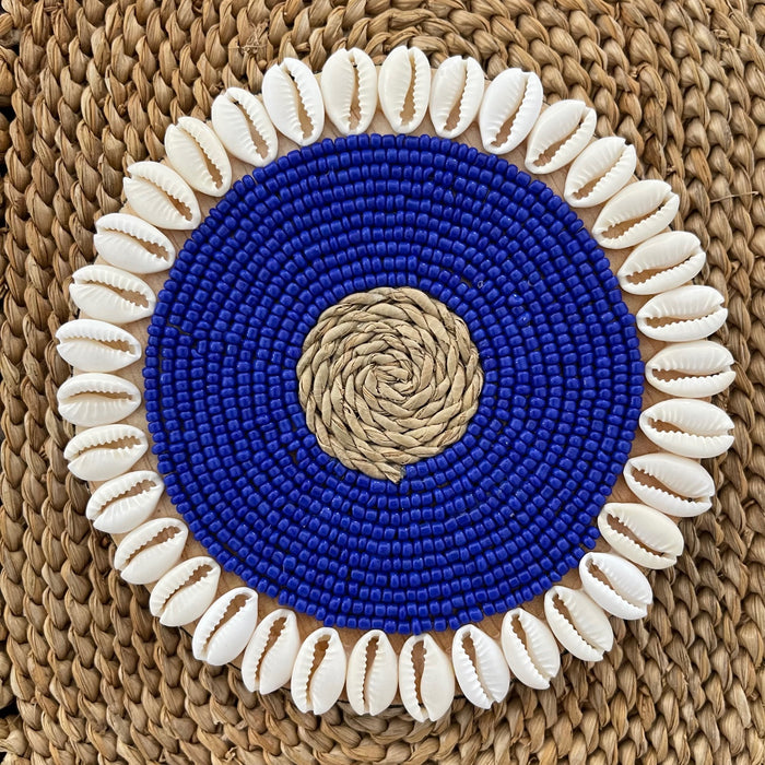 Blue Bead / Cowrie Shell Drink Coaster | coastal lifestyle Australia | Travel & Tide