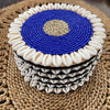 Blue Bead / Cowrie Shell Drink Coaster - close up | Travel & Tide