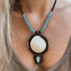 Larimar & Shell Macrame Necklace - Golden Mermaid - detail view | Travel & Tide