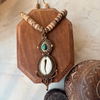 Cowrie & Labradorite Macrame Necklace - detail view | Travel & Tide