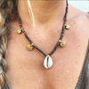 Cowrie & Coconut Bead Necklace - styled shot | Travel & Tide