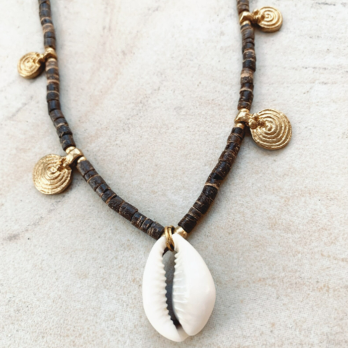 Cowrie & Coconut Bead Necklace | coastal lifestyle Australia | Travel & Tide