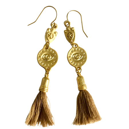 Gold Ishtar Tassel Earrings | coastal lifestyle Australia | Travel & Tide