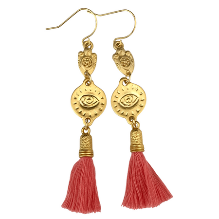 Gold Ishtar Tassel Earrings - detail view | Travel & Tide