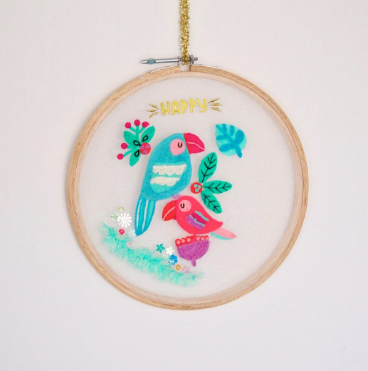 Happy Birds Embroidered Frame