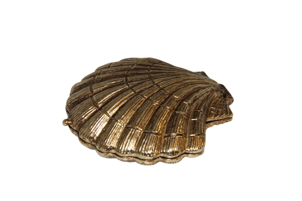 Pewter shell trinket box coastal jewelry storage