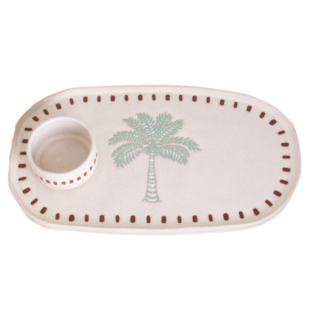 Palm Stoneware Tray with Bowl | coastal lifestyle Australia | Travel & Tide