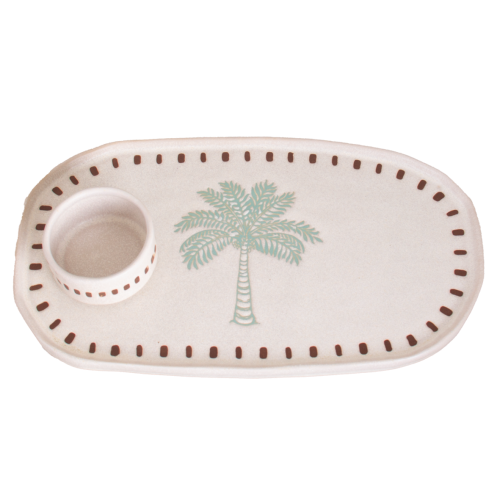 Palm Stoneware Tray with Bowl | coastal lifestyle Australia | Travel & Tide