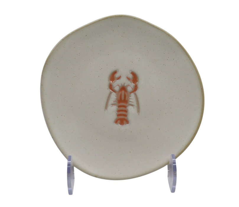 Small Ceramic Plate - Crab, Lobster + Palm Tree - styled shot | Travel & Tide