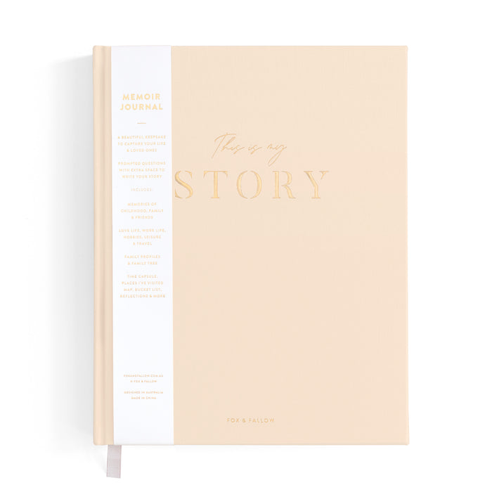 This Is My Story Memoir Journal Cream Boxed - detail view | Travel & Tide
