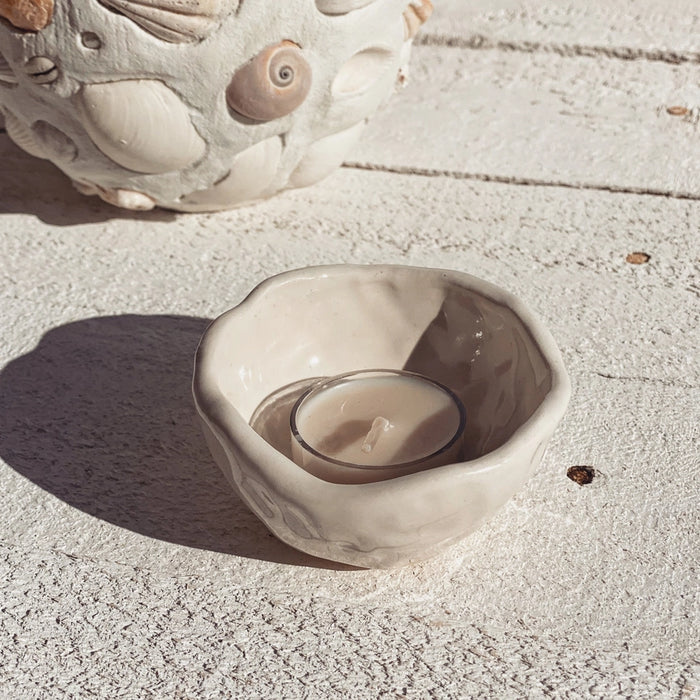 Soleil Pinched Tealight Holder - styled shot | Travel & Tide