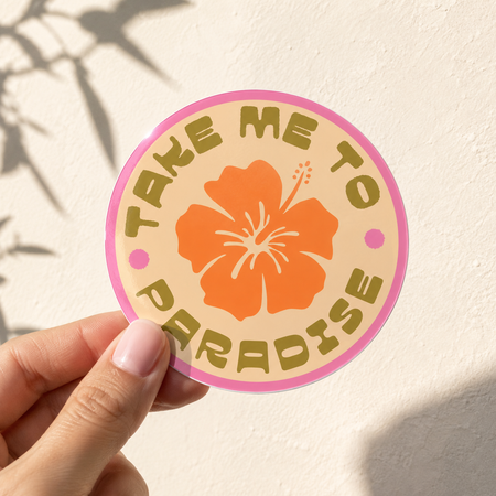 Take me to paradise coastal sticker