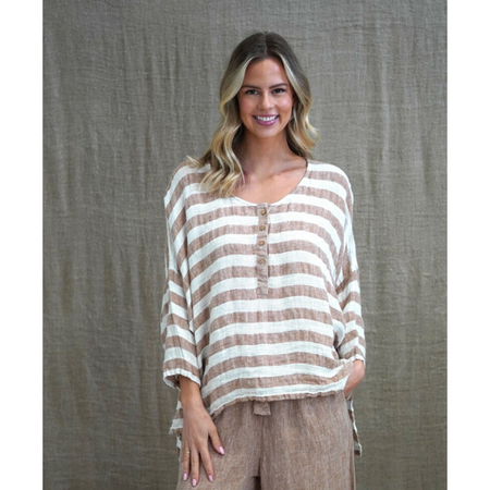 Greta Wide Sleeveless Top One Size - White / Antique Rust / Sage - additional view | Travel & Tide
