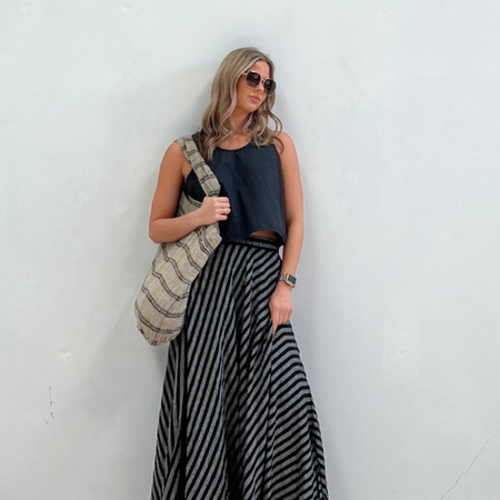 Angaston Black Stripe Linen Tote Bag | coastal lifestyle Australia | Travel & Tide