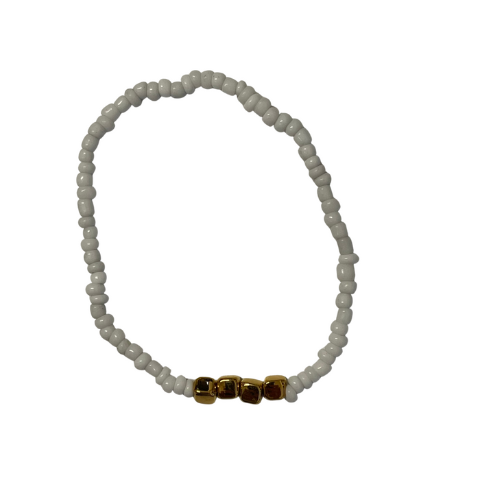 Stretch Beaded Bracelet with Gold Feature - styled shot | Travel & Tide