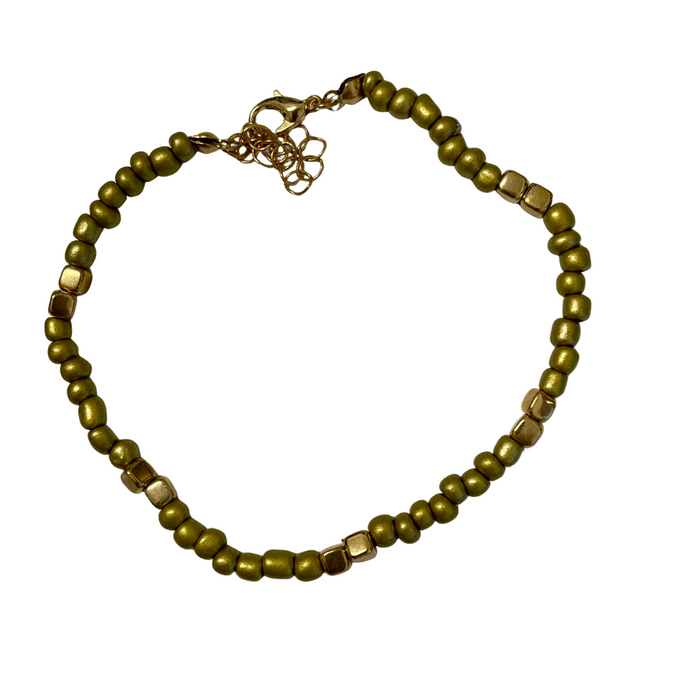 Adjustable Gold Beaded Anklets - detail view | Travel & Tide