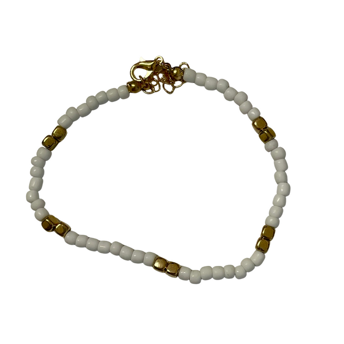 Adjustable Gold Beaded Anklets - additional view | Travel & Tide