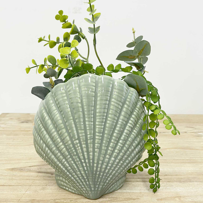 Fan Shell Vase in Sage - detail view | Travel & Tide
