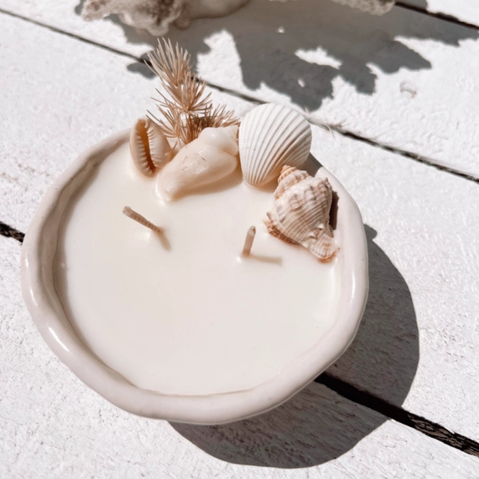 Seashell Pinched Ceramic Soy Candle - additional view | Travel & Tide