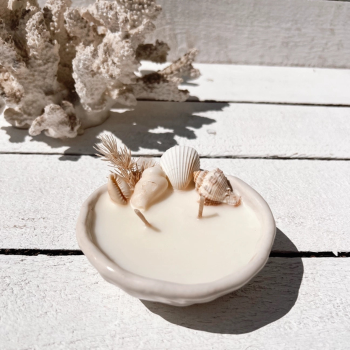 Seashell Pinched Ceramic Soy Candle - additional view | Travel & Tide