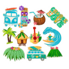 Tropical iron-on patches guitar wave hula palm VW designs