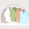 Coastal Women’s Linen Shirt – 100% Linen White, taupe and blue