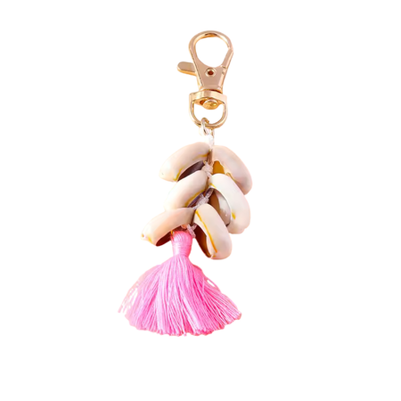 Cowrie Tassel Keyring - detail view | Travel & Tide